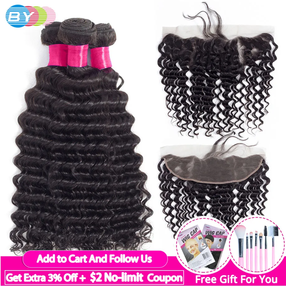 13х4 глубокая волнистая пряди с фронтальной кружевной и от уха до застежкой Remy