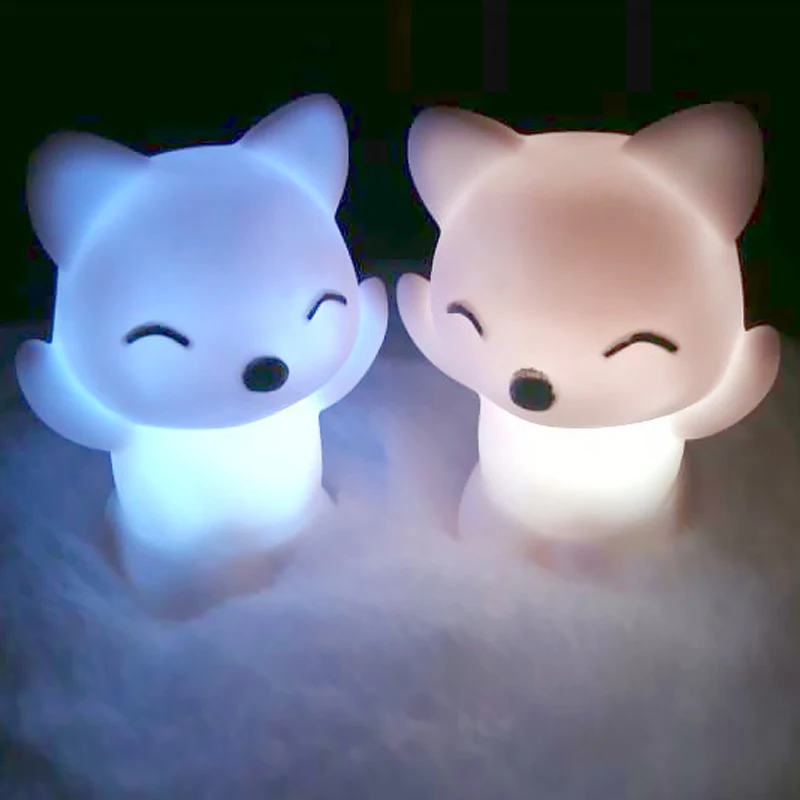 Милые лисы Форма светодиодный Ночной светильник лампа 7 Изменение Цвета
