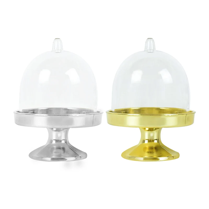 

4Pcs Gold Silver Mini Cake Stand Cupcake Box Birthday Wedding Party Display Shower Plastic Candy Holder Kids Favors Candy Case