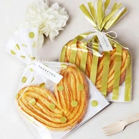 100pcs golden dot stripe candy cookie bag open top bread cake plastic bag diy wedding party gift packaging bag wrapping supplies