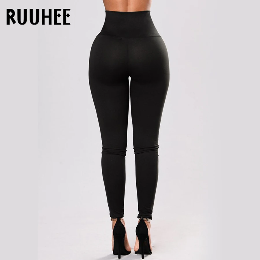RUUHEE плотные однотонные леггинсы спортивные женские спортивные штаны с высокой талией тренировочные брюки для йоги леггинсы для спортзала кружевные тонкие пуш-ап леггинсы