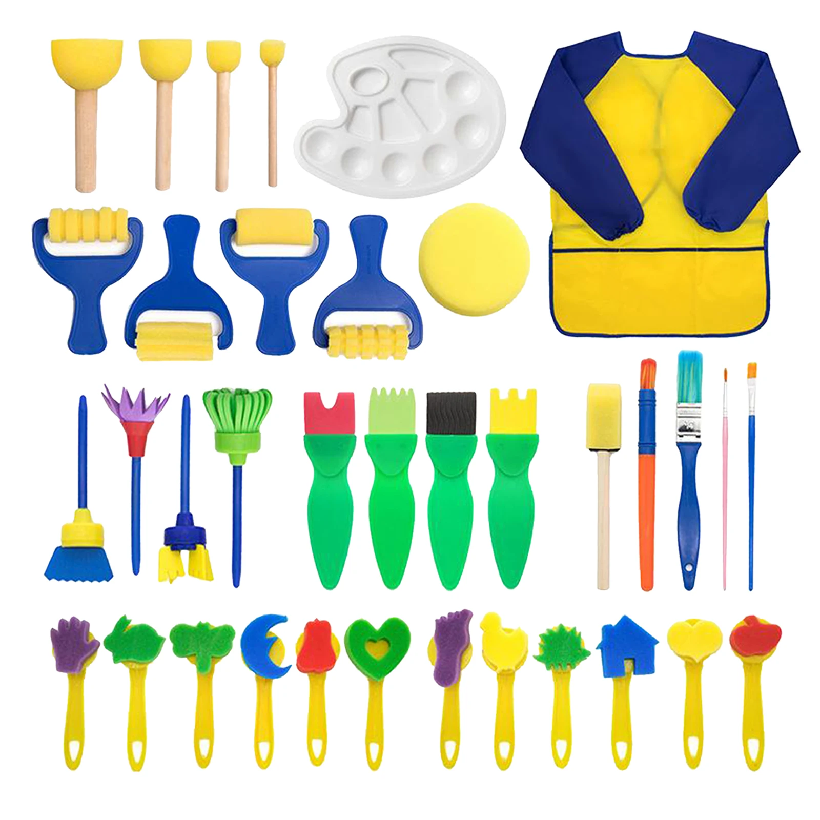 36pcs Sponge Paint Roller Brush Kids Drawing Toys Kindergarten Art Crafts Brushes Painting Tool | Игрушки и хобби
