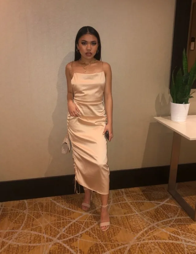 

Fashion Women Solid Spaghetti Straps Backless Sleeveless Sexy Dresses Bottom Length Adjustable Ladies Casual Dress