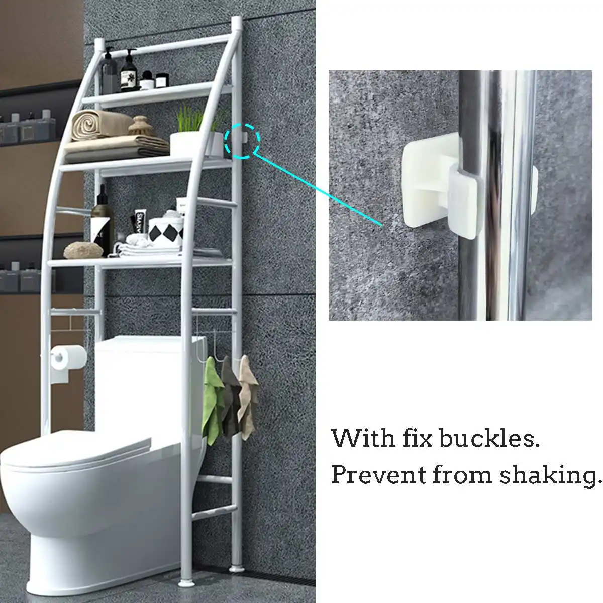 

3Tiers Steel Rack Toilet Cabinet Shelving Kitchen Washing Machine Rack White Metal Bathroom Space-saving Shelf Stand Holder