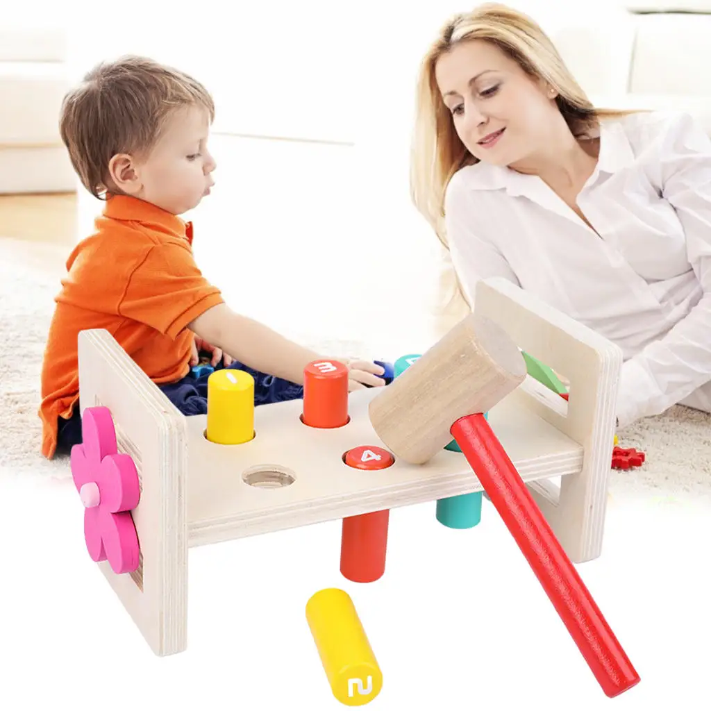 

Pounding Bench Preschool Toy Complete Set with Hammer for Kids Children