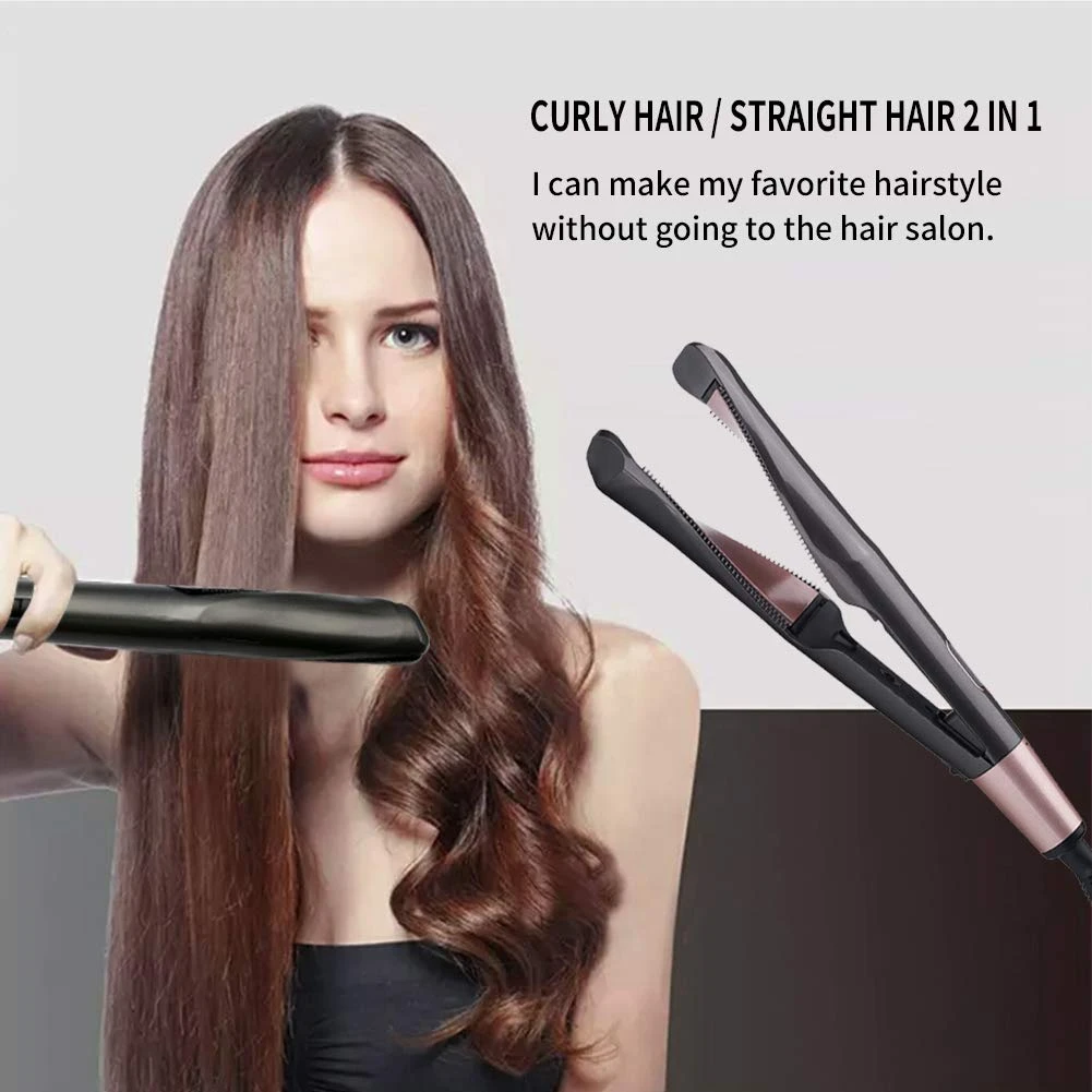 

2-in-1 Tourmaline Ceramic Flat Iron Straight & Curl Electric Hair Wave Styler LDE Display Five Temperatures Heating Hairstyle