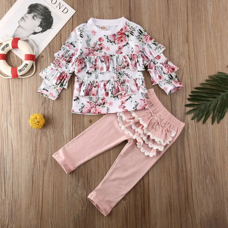 Emmababy комплекты осенней одежды для маленьких девочек футболка с длинными