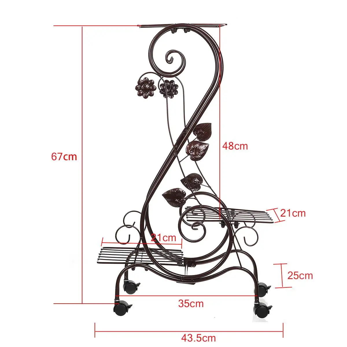 

Wheel Metal Plant Stand Flower Rack Pot Storage Rack Display Shelf Storage Holder Home Indoor Outdoor Garden Plant Shelves