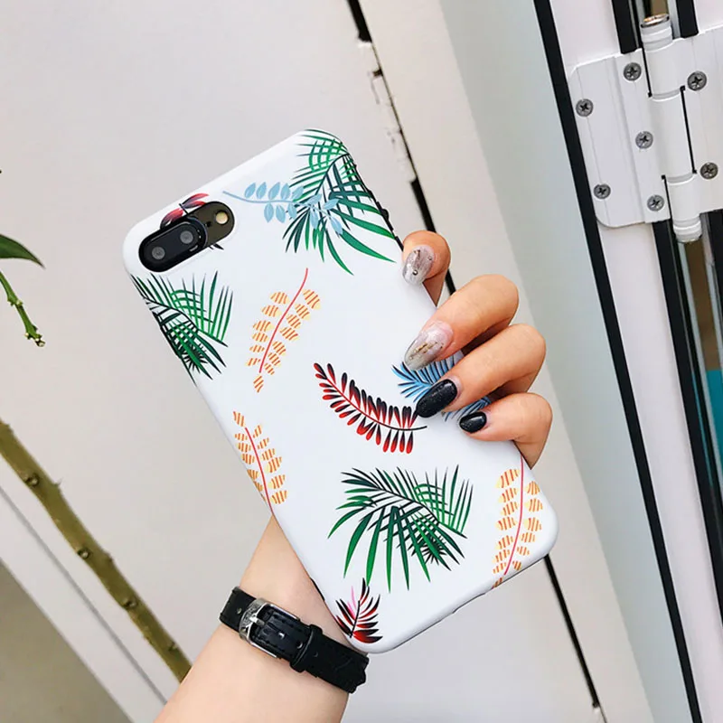 Colorful Leaves Pattern Phone Case for iPhone 6 6s 7 8 Plus X Xs XR Max TPU Soft Back Cover |