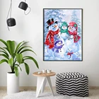 HUACAN Вышивка крестом Снеговик Рукоделие наборы вышивка мультфильм белый холст DIY домашний декор 14CT 40x50cm