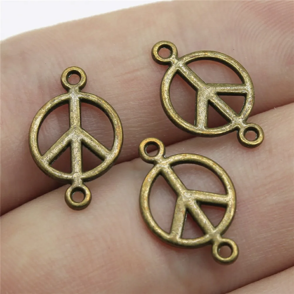 

80pcs 17x11mm Charm Connector Peace Peace Connector Charms For Jewelry Making Peace Connector Charms