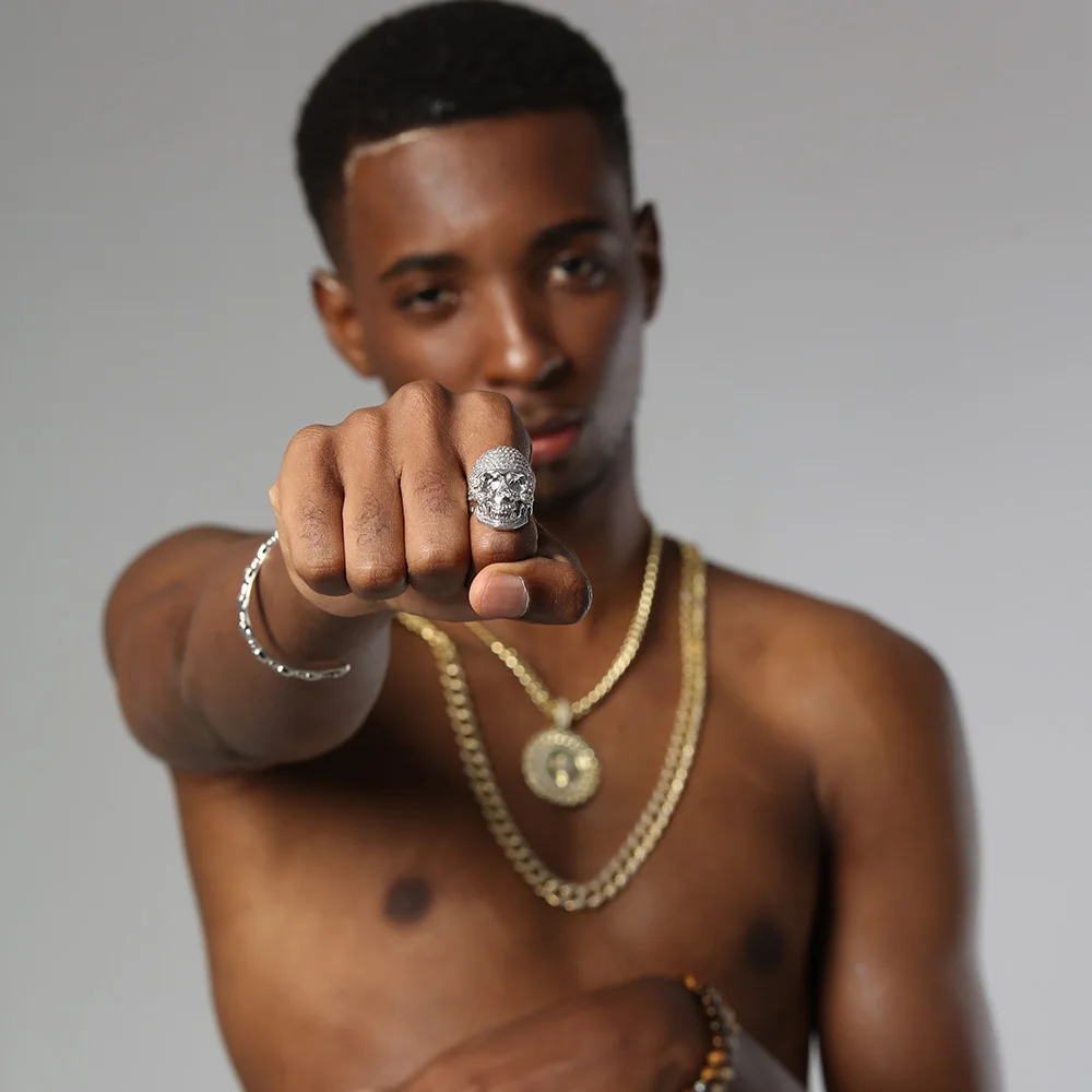 Череп кольцо большой огромный призрак панк кольца для мужчин серебристый цвет