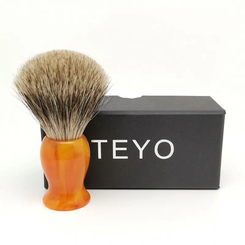 TEYO Two Band Fine Badger Hair Shaving Brush With Gift Box Perfect for Man Wet Shave Cream Cup Safety Double Razor Beard Brush