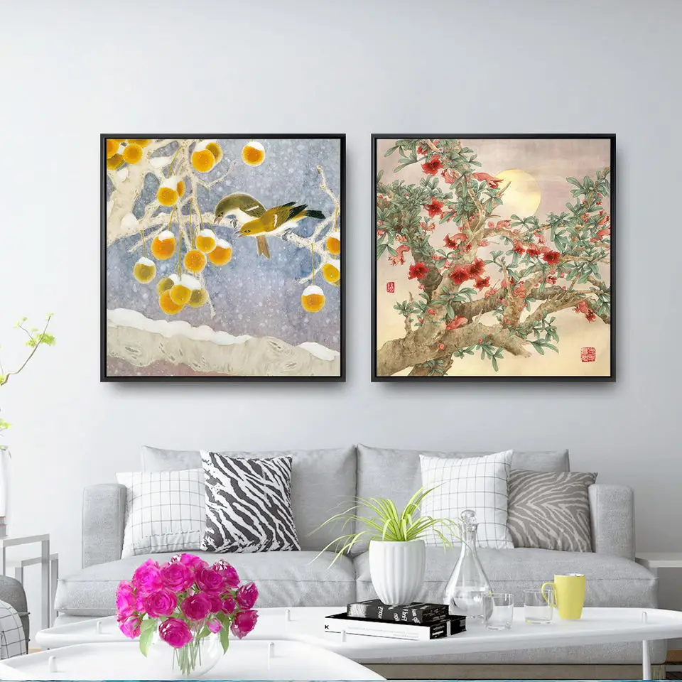 

Home Decoration Painting Print Canvas Wall Art Pictures Square Poster Oil Unframed Drawings Chinese painting flowers