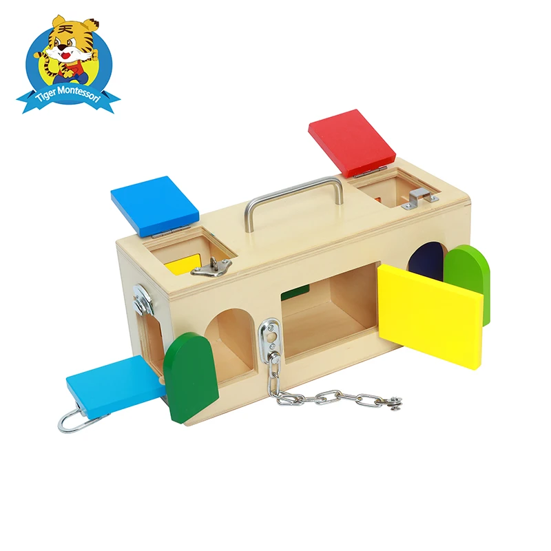 

montessori Lock Box plywood with metal toys