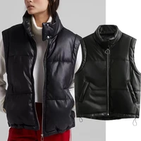 jennydave casaco feminino england style high jacket women street vintage sleeveless leather fashion short vest parka coat women