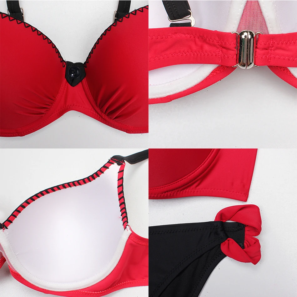 

Bikini Women Swimwear Sexy Padded Adjustable Strap Bordered Bikinis Summer Bathing Suit 2 piece set women