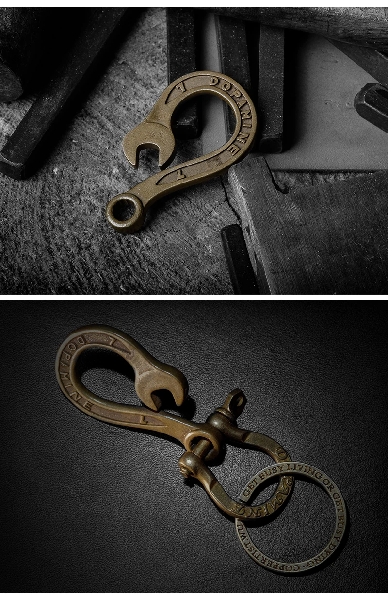 Coppertist. wu латунный ключ декоративный узор карабин гаечный ключ застежки коготь крюк брелок кулон-брелок для автомобиля