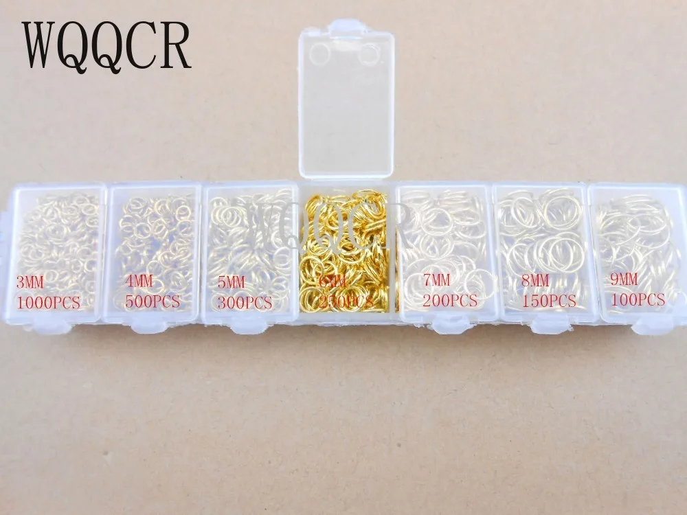Бесплатная доставка 3-4-5-6-7-8-9 мм 2500 шт золотое покрытие Открытое кольцо золотые компоненты DIY Ювелирные изделия открытия кольца
