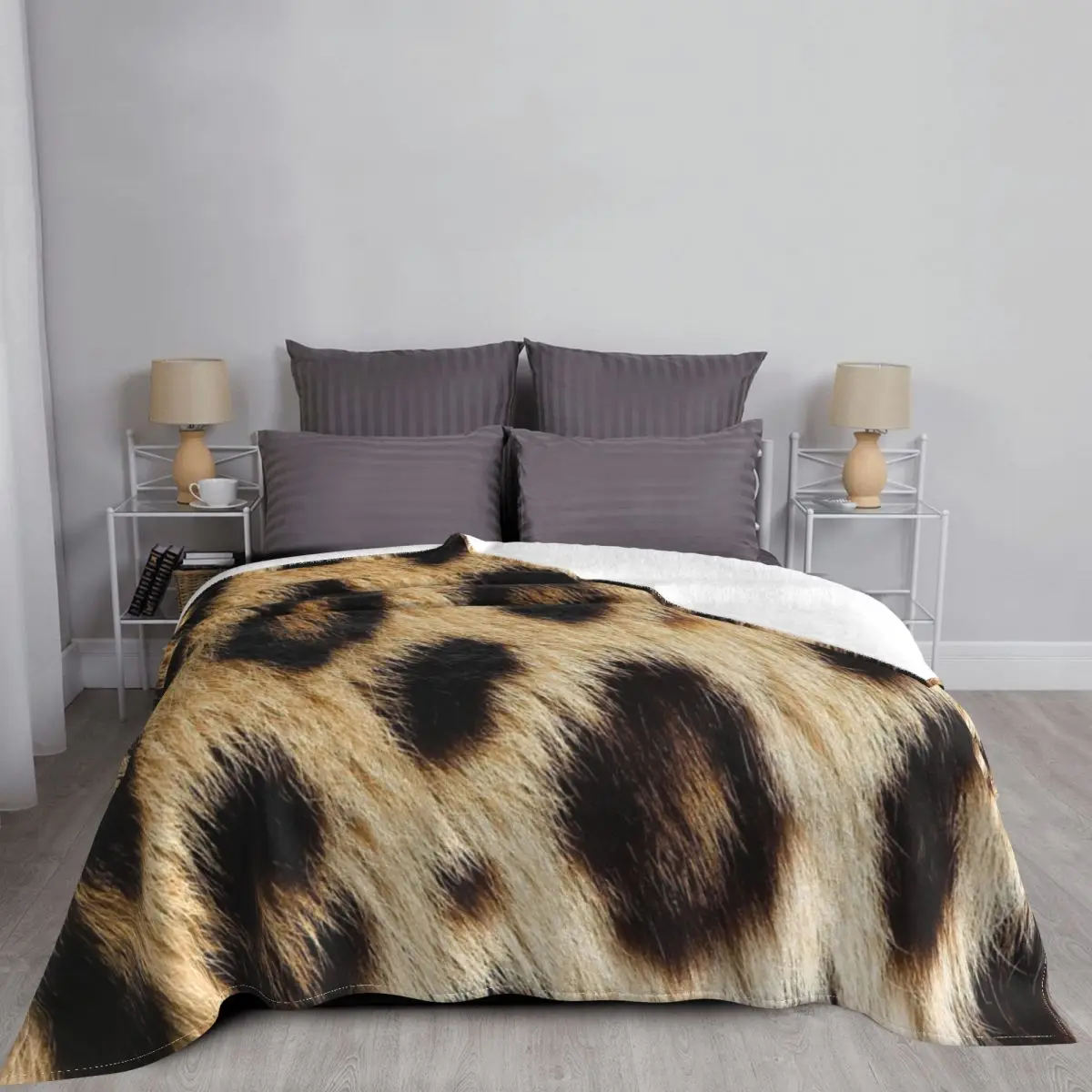 

Leopard Print Animal Skin Fur Pattern Blanket Wild Spots Fur Winter Plush Ultra Soft Fleece Throw Blanket Bed Bedspread Cover