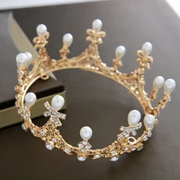 new bridal headwear hgh end round crown wedding dress wedding jewelry show dance party accessories atmospheric round crown