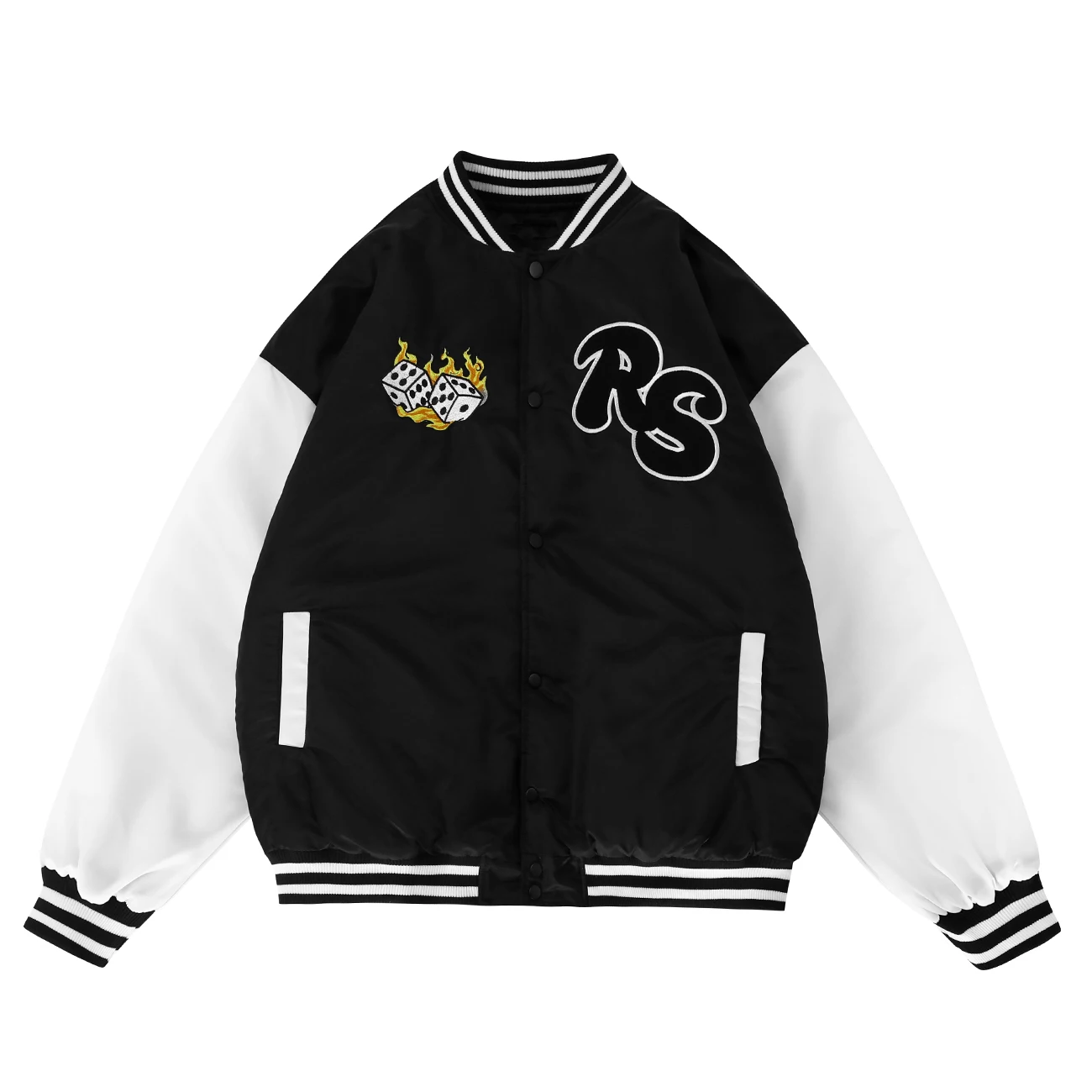 Куртка бомбер мужская с вышивкой пламени и играми толстая бейсбольная куртка в