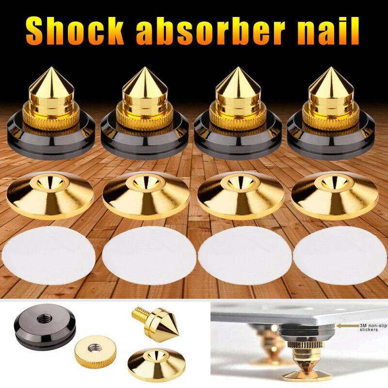 

1Set Speakers Stand Foot Golden Spikes Speaker Pad Gold Spikes Pure Gold Loudspeaker Box Nails Cone Floor Foot Nail