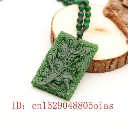 Натуральный зеленый китайский Нефритовый дракон воин Кулон ожерелье модное