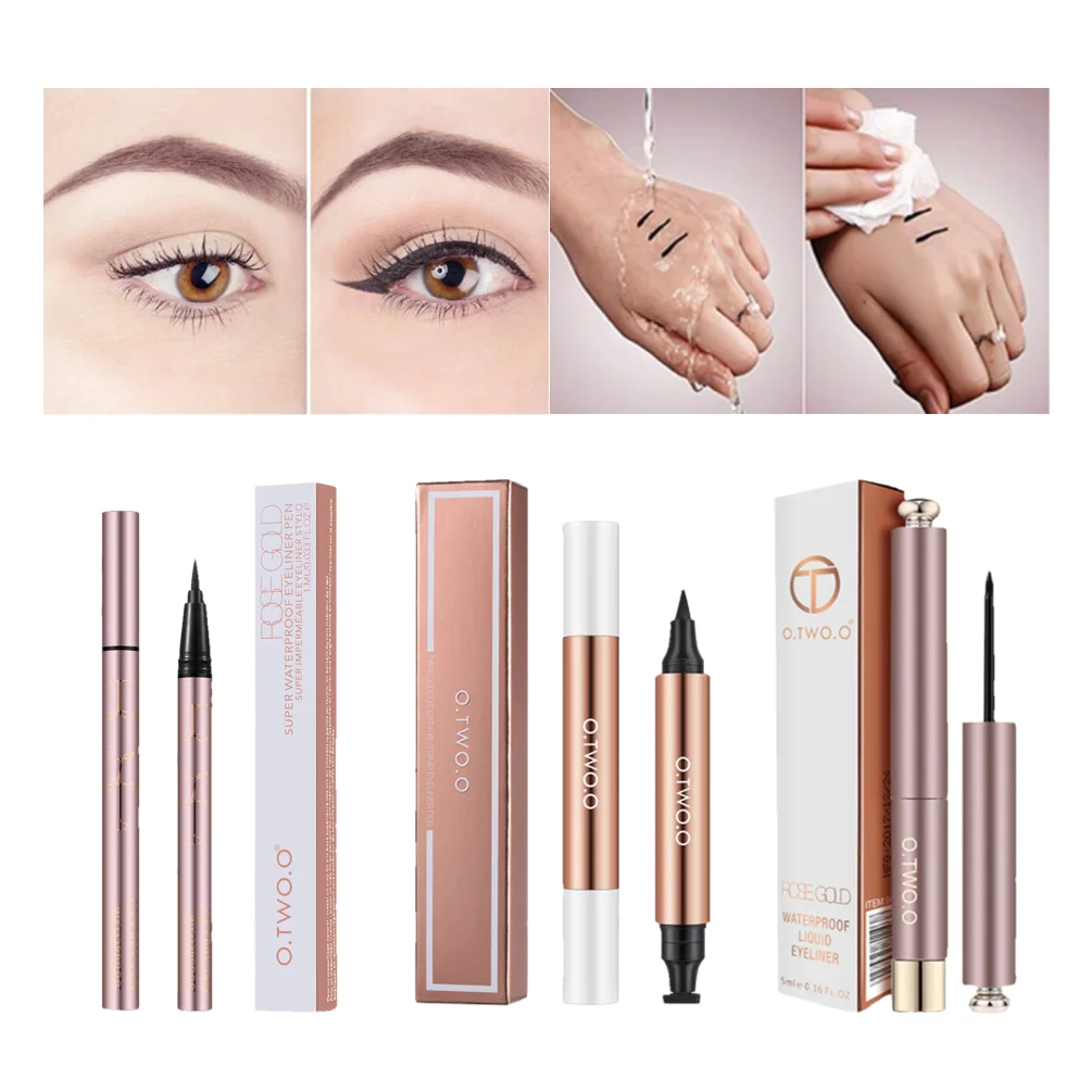 

O.TWO.O Black Liquid Eyeliner Pen Waterproof Eye Make Up Lasting Cosmetics Fine Brush Eye Liner Stamp Pencil Fast Dry Delineador