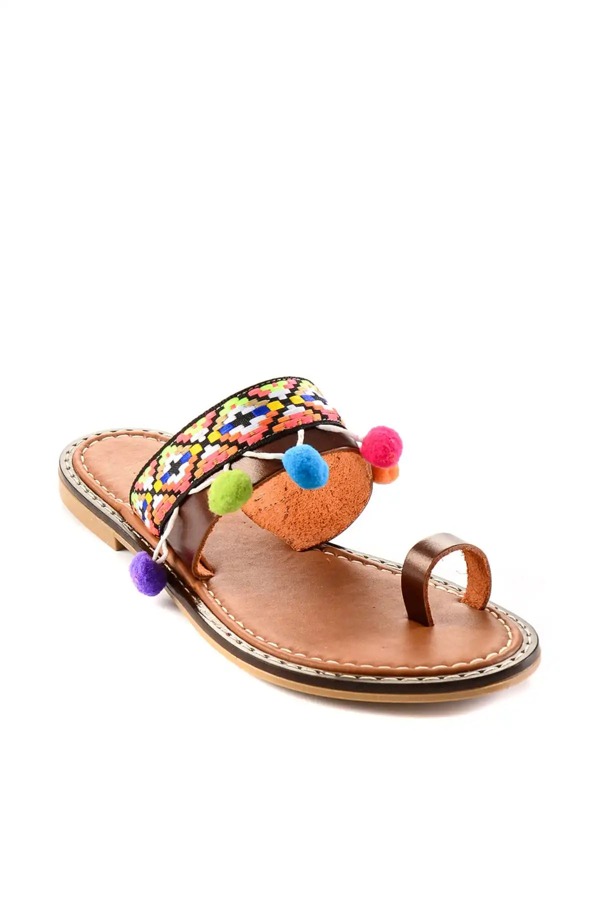 Bambi Genuine Leather Coffee Women 'S Slippers H0602808303 | Обувь