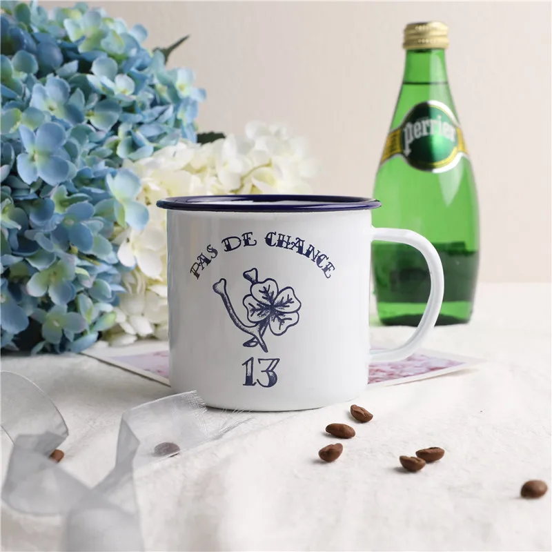 Exported to Finland Vintage English Couple's Cups Enamel Coffee Cup Milk Teacup | Mugs