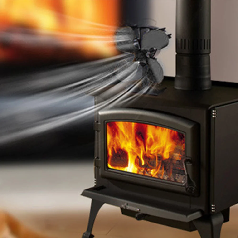 Smoke-free Blower Wood Stoves Home Fireplace Eco-friendly Chimney 4 Blades Fan Without Electricity Heat-driven | Обустройство дома