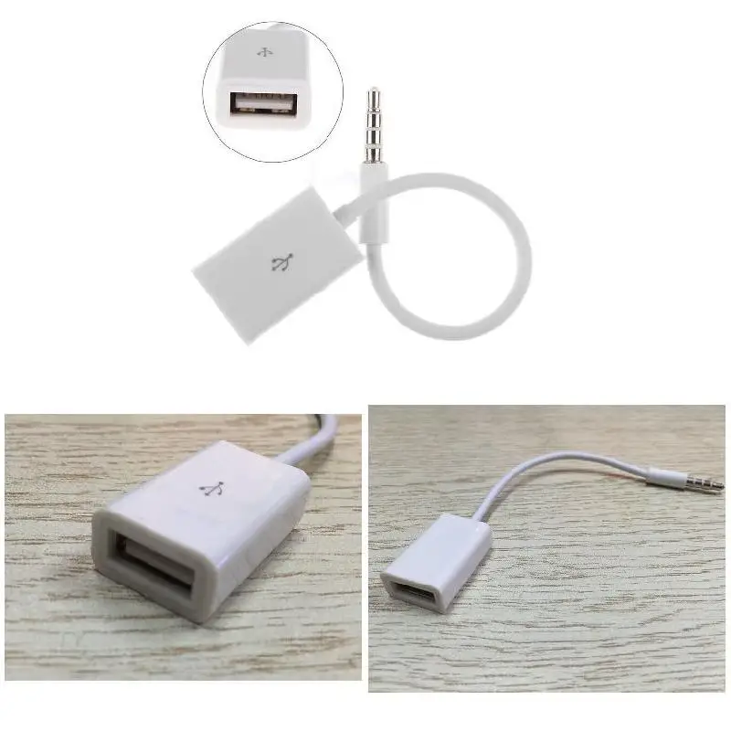 Автомобильный 3 5 мм штекер AUX аудио разъем к USB 2 0 гнездовой конвертер Кабель MP3 NJ88 |