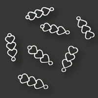 30pcs silver plated hollow three heart combination charm bracelet earrings connector pendant diy metal jewelry accessories a2299