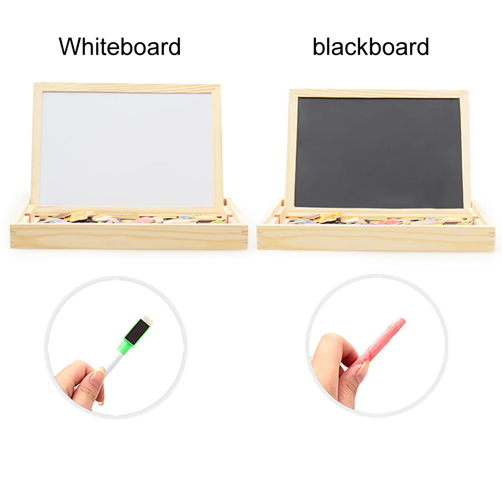 Easel Gift Games Sketchpad Drawing Toy Set Wooden Jigsaw Magnetic Board Kids Chalkboard Writing Children Learning Double Face | Игрушки и