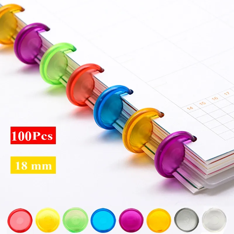 

100Pcs 18mm Mushroom Hole Disc Binders for Notebooks/Planner Diy Loose Leaf Binding Rings Discbound Discs CX19-004