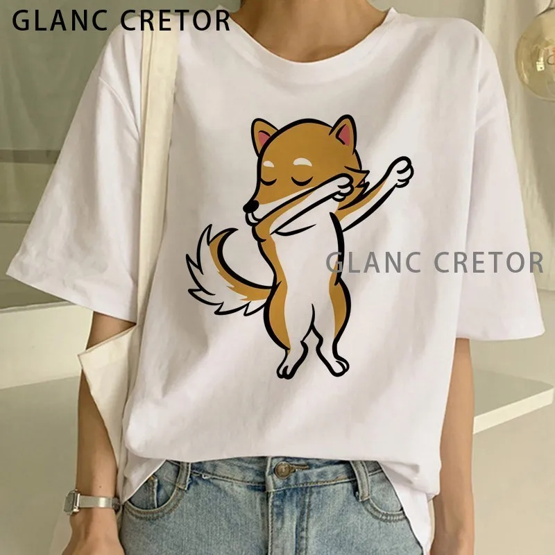 

Vogue Shiba Inu Harajuku Kawaii Shirt Funny t shirts Women Streetwear Graphic Tops Tee Tshirt White Shirt