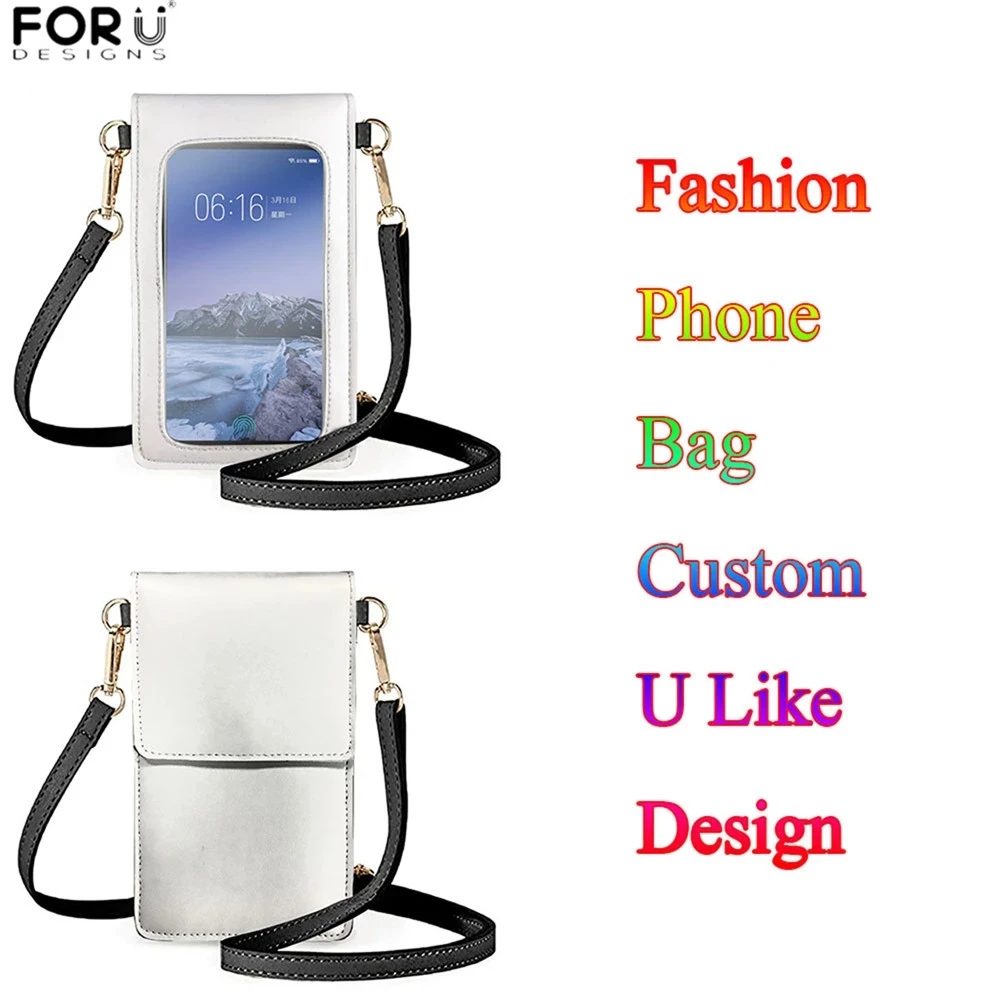 

FORUDESIGNS Custom Image or Logo Print Mini Crossbody Bag for Women Pu Leather Phone Bag Transparent Coin Purse Bolsa Feminina