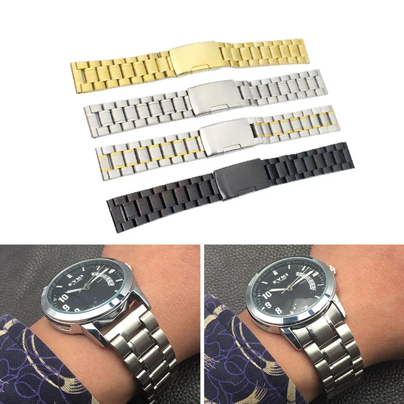 Ремешок из нержавеющей стали для мужских наручных часов однотонный браслет