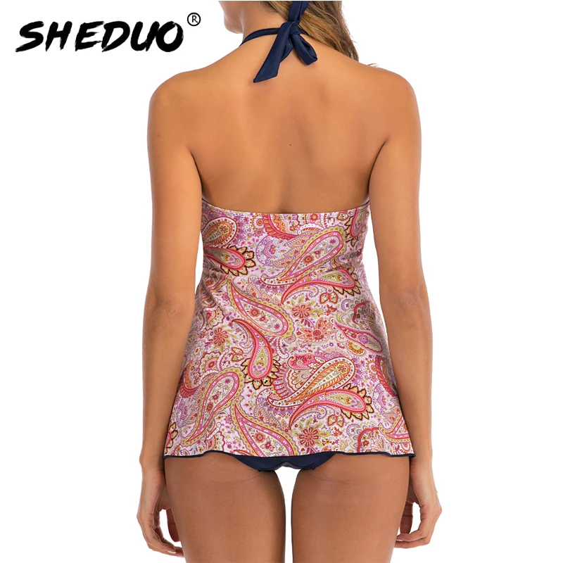 Мягкий 2022 Купальники Женщины Холтер Ретро Винтаж Купальник Юбка Комплект Печати