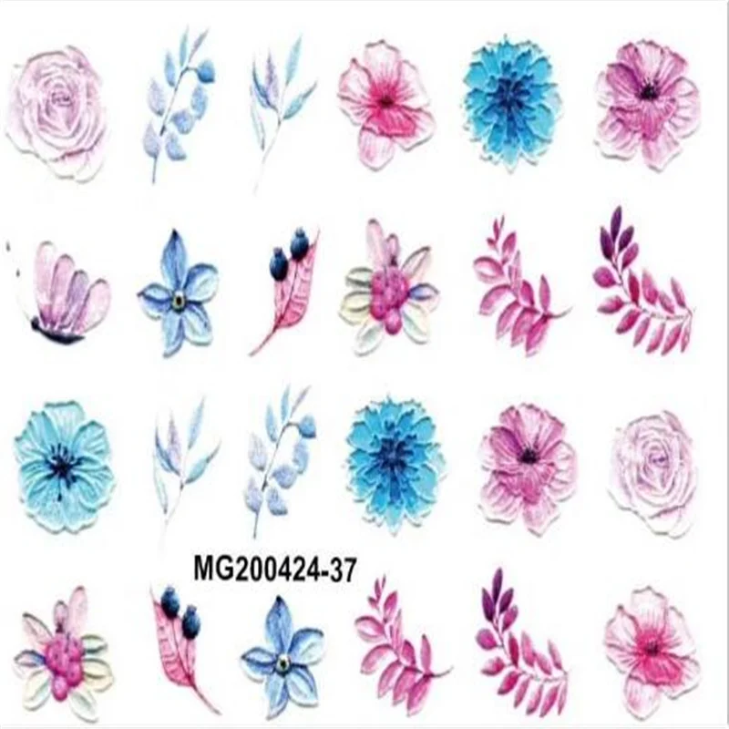 

Fashion Hot Selling 6d DIY Acrylic Water Slide Nail Stickers Engraved Flowers Fingernail Art Tip Decals Hand Ornament for Women