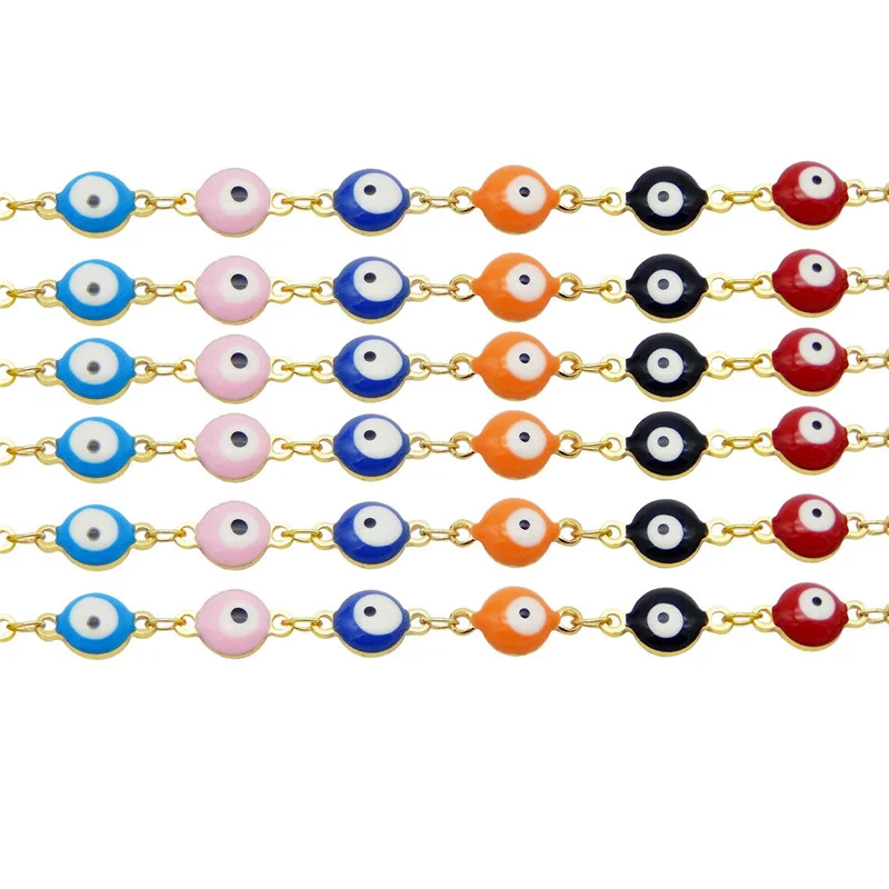 

1 Meter Enamel Evil Eye Bead Chain Copper Colorful Necklace Chain Handmade Accessories for Jewelry Making Components Crafts
