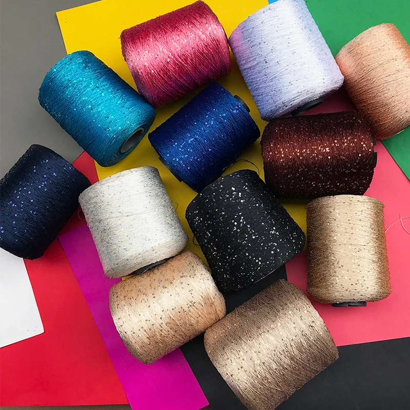 

Free shipping 500g/lot Fashion yarn multi color paillette yarn sequin setoffs capelet yean, shawl yarn