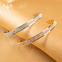 muzhi high quality double row rhinestone opening bracelet for women gold silver men bangle female marriage bracelet jewelry gift