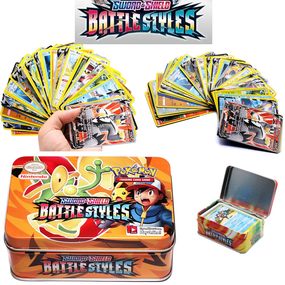

Anime 42PCS Pokemon Cards Iron Metal Box SUN&MOON TEAM UP GX Shining Cards Toy Battle Games Collection Card Kids Christmas Gift