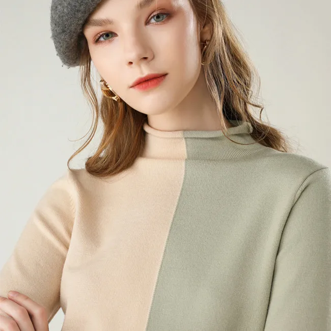 Light green Кашемировый вязаный женский свитер, женский свитер, разноцветные кашемировые Пуловеры, свитеры, свитера с высоким воротом, женская одежда - Color: Light green