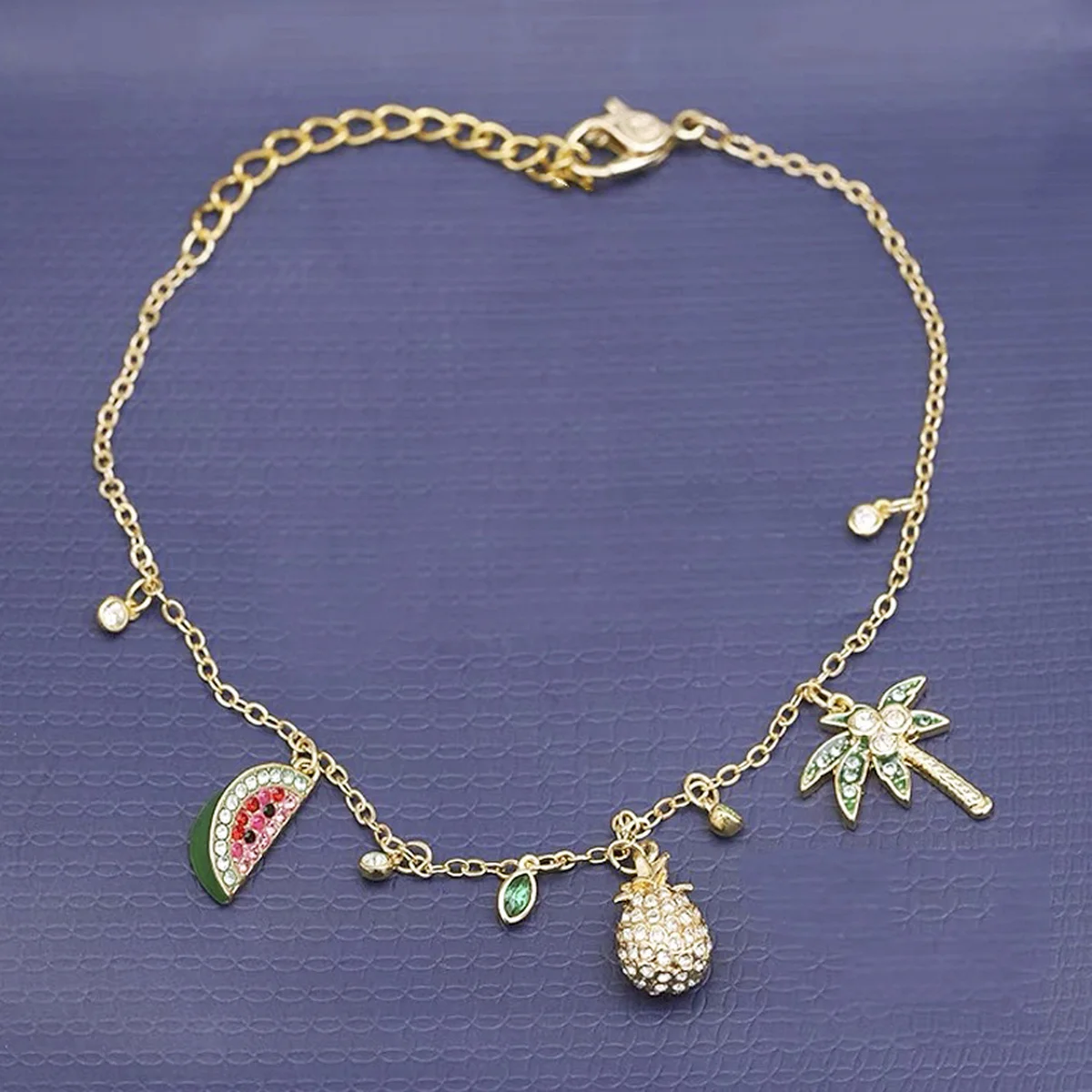 

High Quality SWA New Limited Edition Tropical Palm Tree Colorful Fruit Pineapple Bracelet Charming fashion jewelry