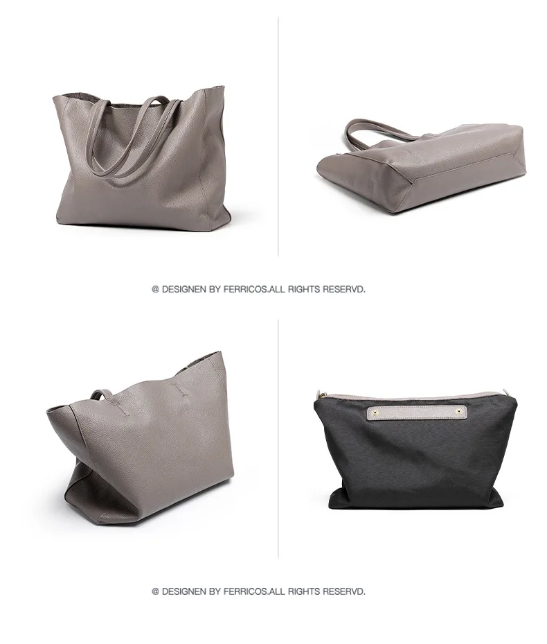 

New trendy fashion leather shoulder tote bag head layer cowhide large-capacity ladies bag temperament all-match handbag