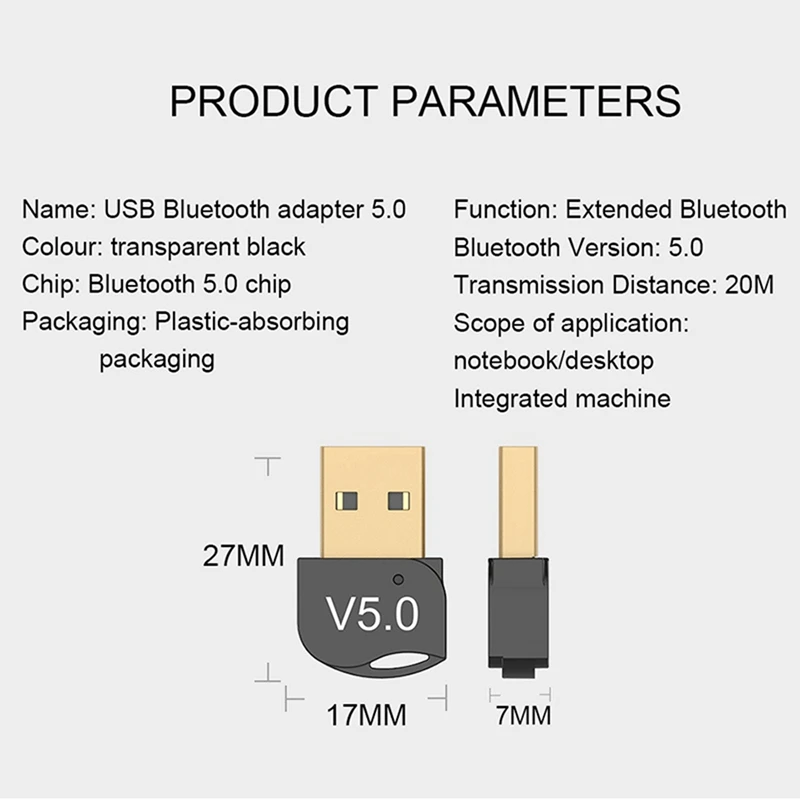 

Bluetooth Earphone Sports Wireless Headphone with Mini Wireless USB Bluetooth Adapter 5.0