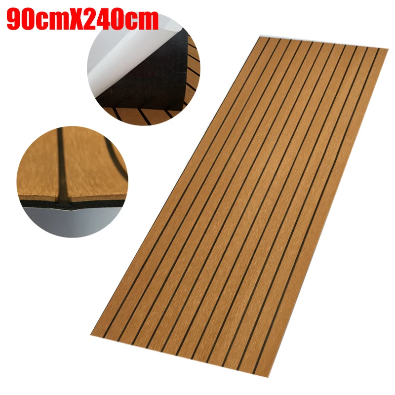 

EVA Foam Faux Teak Decking Sheet 94.5"x35.4" Yacht Marine Carpet Flooring Mat Non Skid Self Adhesive Sea Deck Boat Accessories